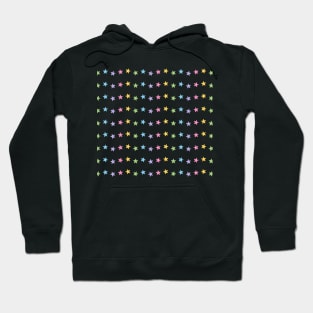 Mini Rainbow Cascading Star Pattern in Black Hoodie